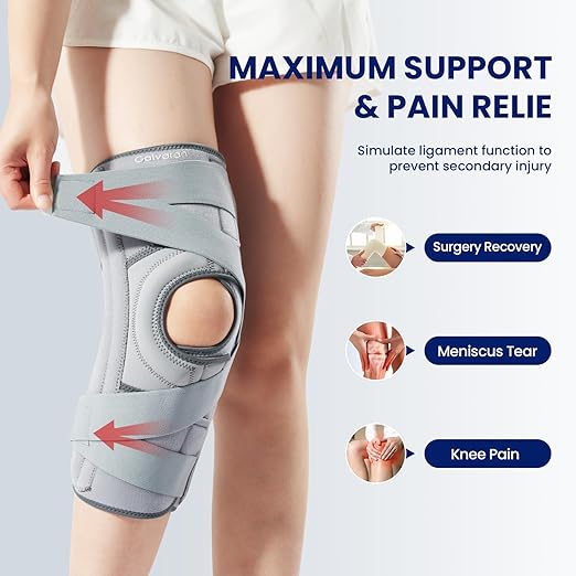 Galvaran Knee Brace for Meniscus Tear:Adjustable Knee Support for Maximum Knee Pain,Side Stabilizers for Injury or Surgery Recovery - Men and Women