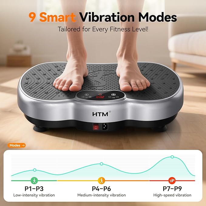 Vibration Plate Exercise Machine - 300 lbs Weight Capacity, 120 Speed Levels, 9 Workout Modes for Home Fitness, Muscle Toning & Weight Loss