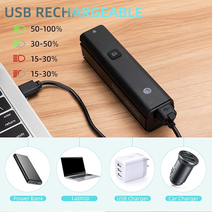 ROCKBROS 1500 Lumens Bike Light for Night Riding, 5000mAh USB-C Rechargeable Bike Headlight, Aluminium Alloy IPX6 Waterproof Bike Front Light, 5 Modes & Auto Mode Anti-Dazzling LED Bike Light