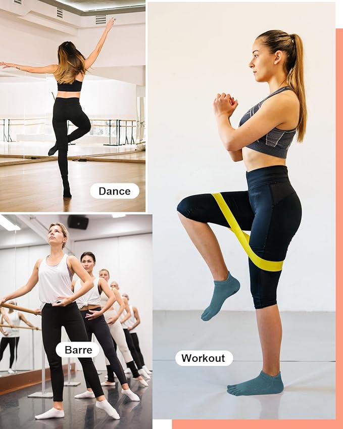 6 Pairs Grip Pilates Socks for Women, Non-slip Yoga Athletic Socks for Barre Ballet Barefoot Workout Hospital