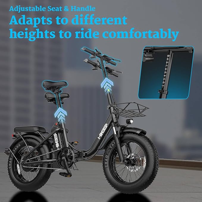 Folding Electric Bike for Adults - 750W Motor Ebikes, Adjustable Seat Electric Bike, 3 Riding Modes, Dual Suspension E-Bike for Commuting & Leisure Rides