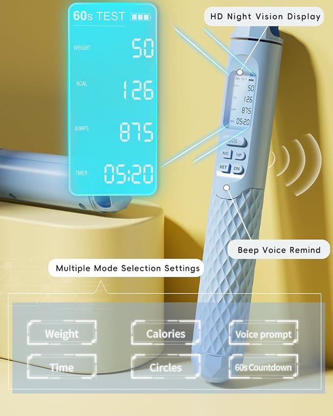 nonogo Cordless Jump Rope with Counter for Fitness - Adjustable Smart Skipping Rope For Men Women Kids Outdoor Speed Boxing Crossfit Workout Exercise Cardio