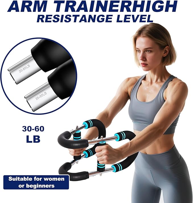 Pro-Grade Twister Arm Trainer- 30-100lb Adjustable Chest Workout Equipment for Men&Women,Beginners or Professional, Adjustable Portable Arm Chest Exerciser with Anti-Slip Grips for Home Gym