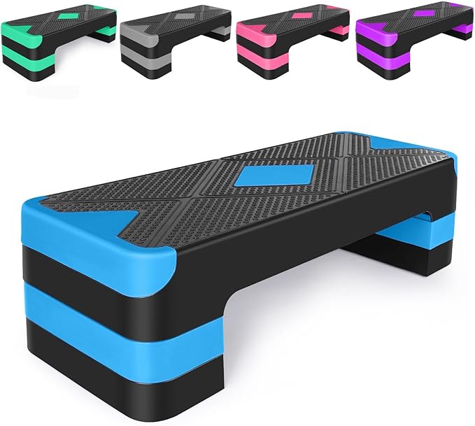 Adjustable Workout Aerobic Stepper in Fitness & Exercise Step Platform Trainer 3 settings adjustable height 4”-6”-8”