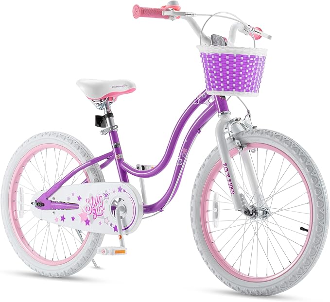 RoyalBaby Girls Bike EZ Bike Stargirl Training Free Balance to Pedal Easy Learning Bicycle, 12-20 Inch for Toddlers & Big Kids.