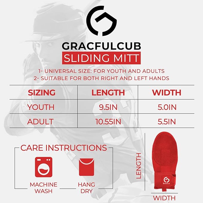Gracfulcub Baseball Sliding Mitt, Baseball Glove Softball Guard, Ergonomic Design Protecting Fingers for Basic Base Running