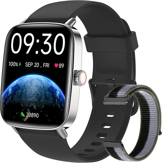 Fitpolo Smart Watch for Men Women, Stainless Steel Bezel Fitness Tracker (Make/Answer Calls), IP68 Waterproof, Heart Rate SpO2 Monitor, Sleep & Activity Tracking Smartwatch for Android Phones iPhone