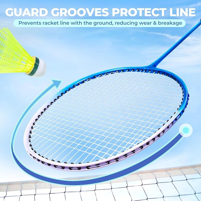HIRALIY Badminton Rackets Set for Backyards, Lightweight Badminton Set of 2/4, Includ Rackets, Birdies, 1 Carrying Bag, Outdoor Games for Adults Family Kids Beginners