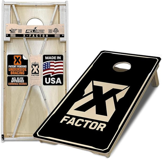 Titan Bags X Factor Cornhole Boards - ACL Elite Approved Cornhole Board Set w/Patent Pending X Underside Bracing for Maximum Durability - Regulation Size for Professional & Outdoor Sports Game