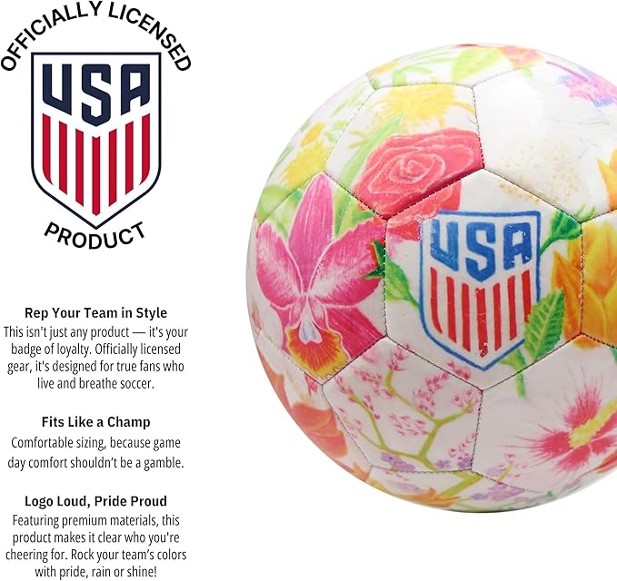 Icon Sports Officially Licensed U.S. Soccer Federation Size 5 Soccer Ball | Crayola & Fox Sport Collaberation Flower Ball by Elysa Garcia
