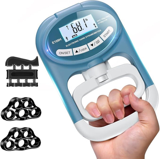 Grip Strength Tester Hand Dynamometer - Grip Strength Trainer Electronic Hand Gripper Strengthener Wrist Exerciser Meter Digital Training Gauge 265 Lbs / 120 Kgs for Sport School Home Use