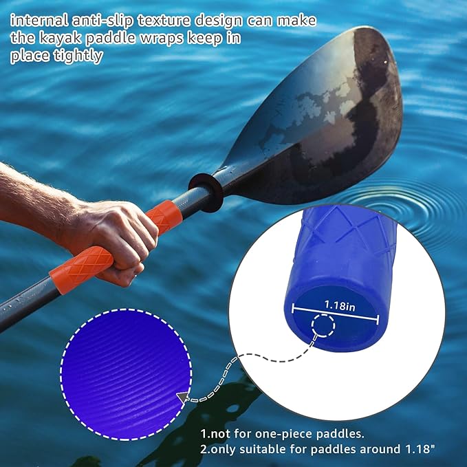2-Pack Kayak Paddle Grips No Slip Oar Grip for Take-Apart Paddles, Blister Prevention Kayaking Accessories (Diameter of 30mm/1.18 inches)