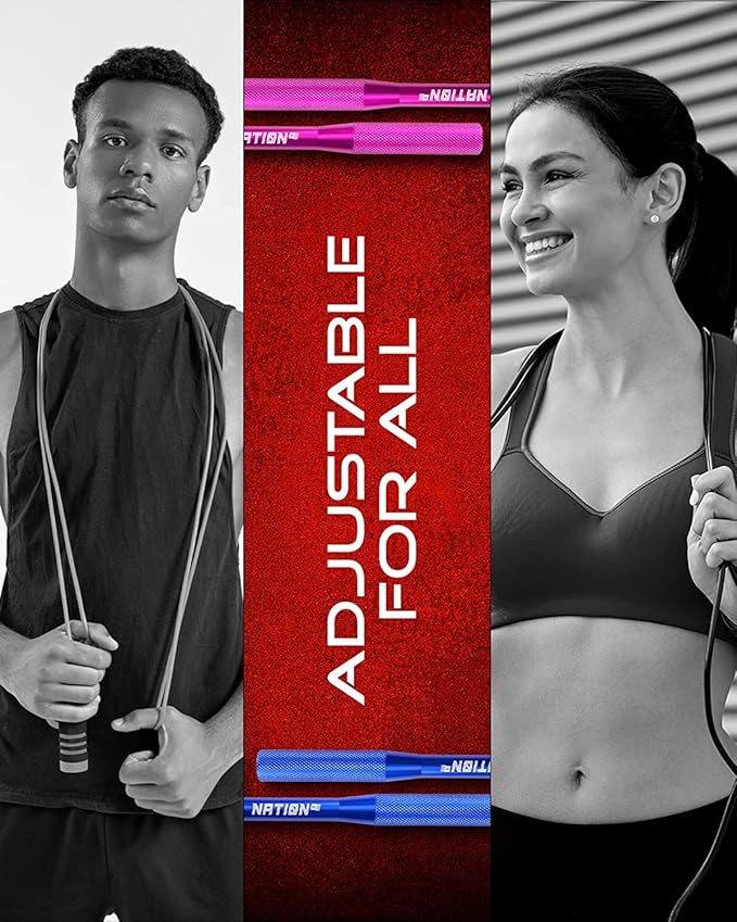 WOD Nation Jump Rope - Pink Handles, 10 ft Adjustable - Aluminum Speed Cable with 360° Smooth Rotation & Tangle-Free Design - Boxing Jump Rope for Men & Women