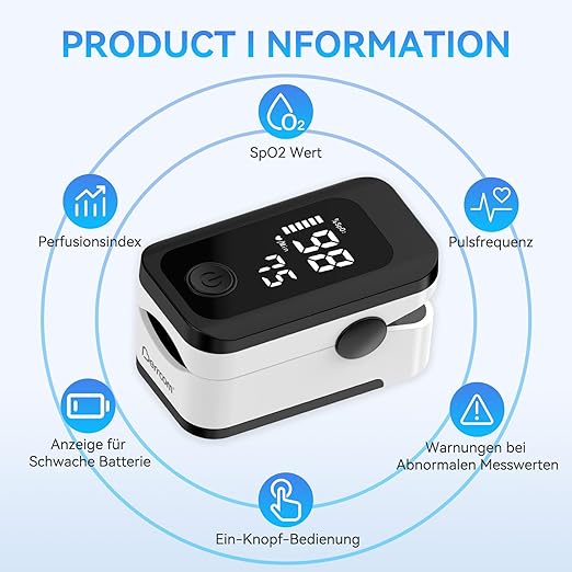Berrcom Finger Pulse Oximeter for Adults, Accurate SpO2 & Pulse Rate Monitor with LED Display & Lanyard Included