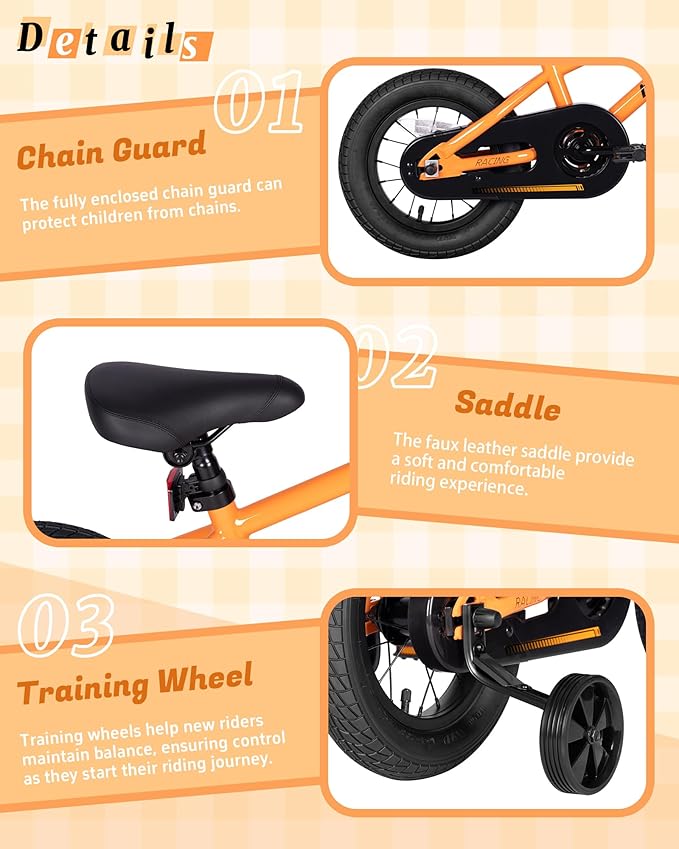 BMX Style Kids Bike for 2-8 Years Old Boys Girls Toddlers 12 14 16 Inches Bicycle with Training Wheels Coaster Brake, Multiple Color