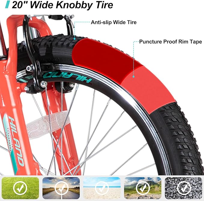 HILAND 20 26 27.5 Inch Mountain Bike for Women Girl, 7/21 Speed with Lock-Out Suspension Fork, Aluminum Frame MTB, Adult Ladies Womens Bike Mens Bicycle