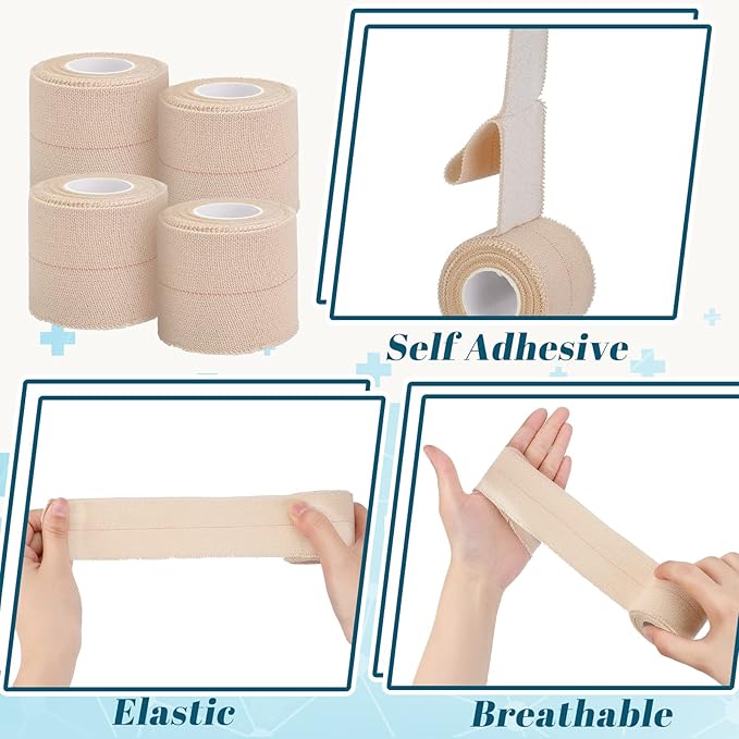 30 Rolls Adhesive Elastic Tape Bandage Tape Self Adhesive Wrap Elastic Flexible Stretch Bandages for Sports Ankle Knee and Wrist Sprains Animal Pets(2 Inch x 5 Yard)
