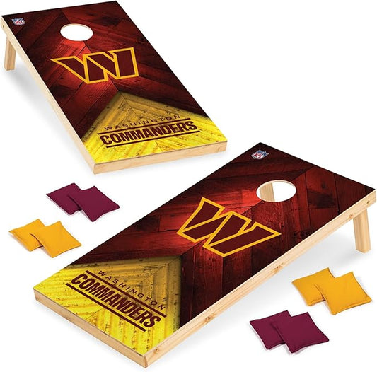 Wild Sports NFL Football 2' x 4' Regulation Size Solid Wood Cornhole Set with Direct Print HD Team Graphics Great Gift for Any Football Fan! Bean Bag Toss Family Outdoor Game