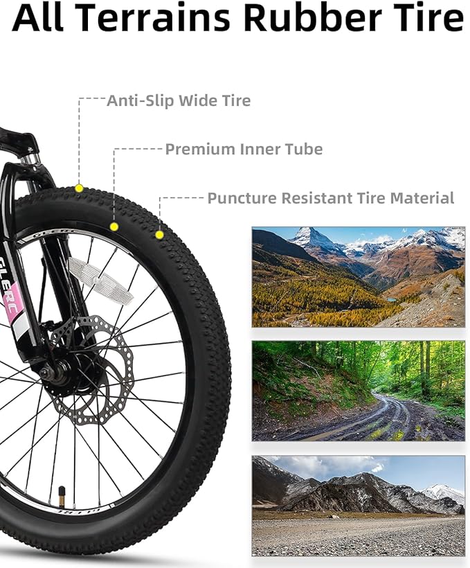 Glerc 20 24 Inch Kids Bike, Kids Mountain Bike for Boys and Girls Ages 6-14, 21-Speed Skyline Bicycle with Front Suspension and Disc Brakes, Multiple Colors