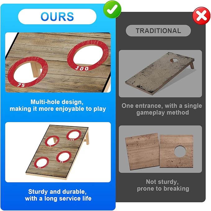 Portable Cornhole Board Set with Bean Bags,Choose 3 * 2 ft or 2 * 1 ft Cornhole Boards for Adults Kids Cornhole Games for Indoor and Outdoor Party Camping Equipment