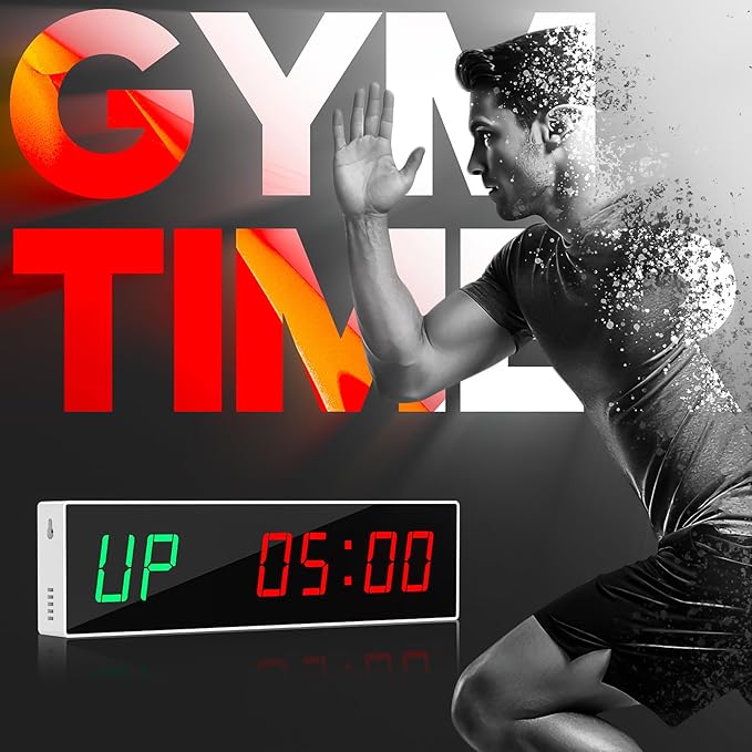 Dienmern Large Digital Gym Timer – Remote Control Gym Clock Wall with Interval Timer, 9 Custom Modes Countdown Timer UP/Stopwatch, Workout Timer for Home Gym/Garage/Boxing/Outdoor Sport