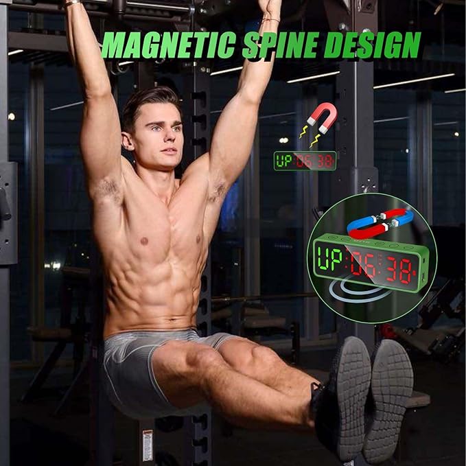 Small Gym Timer Clock Stopwatch Magnetic Workout Interval Timer, Large LED Digital Display, Home Accessories Countdown Clock for Home Gym Garage Schools