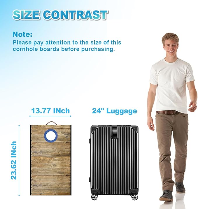Portable Cornhole Board Set 2 ft x 1 ft Cornhole Set with 6 Bean Bags Foldable Cornhole Game for Kids and Adult Indoor or Outdoor Backyard Corn Hole Toss Games