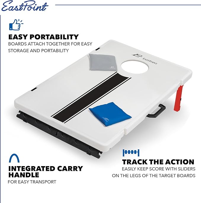 EastPoint Sports All-Weather Cornhole Set - Lightweight and Portable Size 33 in. x 21 in. - Includes 8 Bean Bags