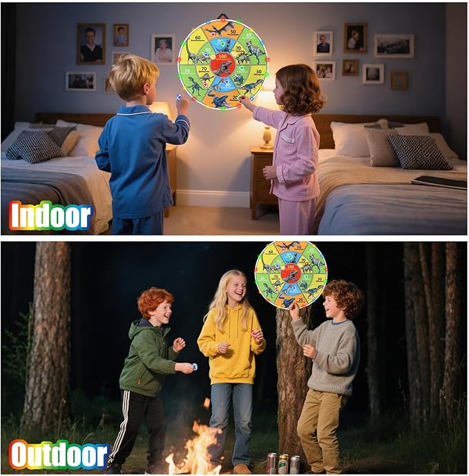 30 Inch LED Dart Board Kids Game,12PCS Sticky Balls,Indoor/Outdoor Sports Carnival Yard Party,Suitable for 3 4 5 6 7 8 9 10 11 12 Years Old Boys and Girls Birthday Gifts Dinosaur Toys