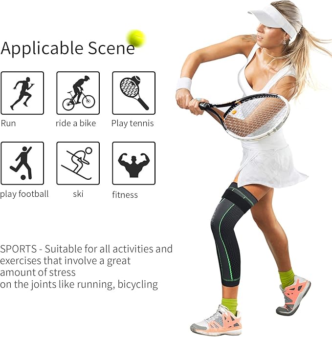 Full Leg Sleeves Long Compression Leg Sleeve Knee Sleeves Protect Leg, for Man Women Basketball, Arthritis Cycling Sport