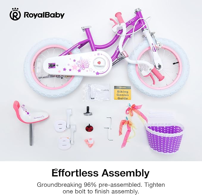 RoyalBaby Girls Bike EZ Bike Stargirl Training Free Balance to Pedal Easy Learning Bicycle, 12-20 Inch for Toddlers & Big Kids.