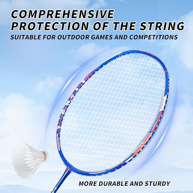 Badminton Racket Carbon Fiber, Badminton Racquet Set with Cover, Badminton Professional Racket Durable for Beginners Outdoor Games Gym