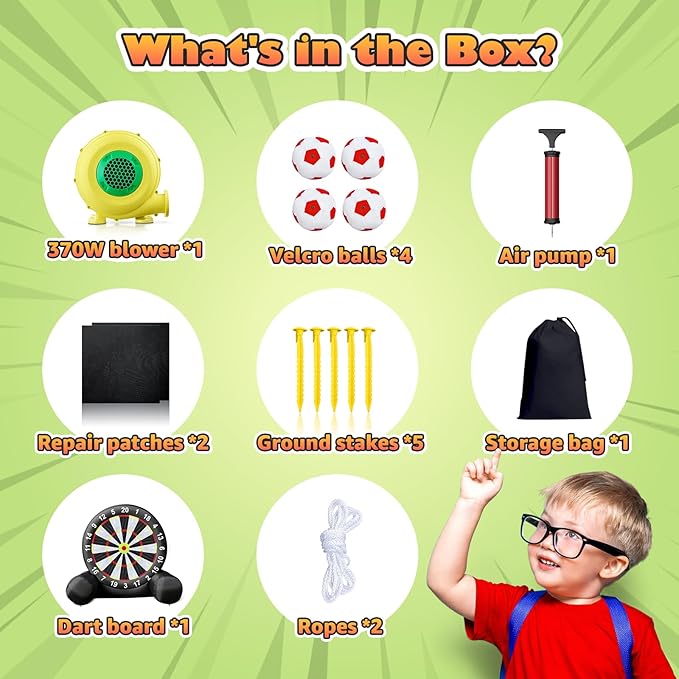 Inflatable Soccer Dart Board - Giant Outdoor Yard Game with Blower & Accessories for Fun