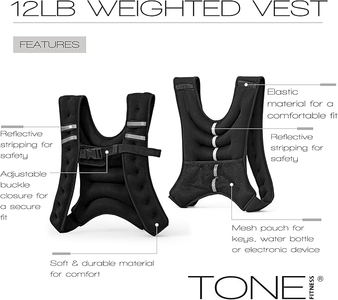 Tone Fitness Weighted Vest | 8lb or 12lb | Multiple Options