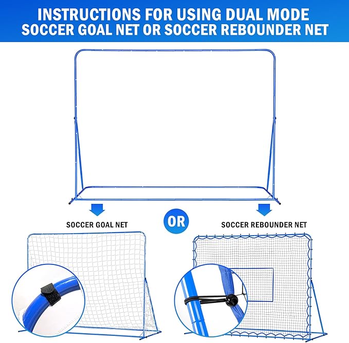 Dual-Mode Soccer Goal Net & Soccer Rebounder Net,Premium Durability for Intense Shooting Training,Quick-Switch Angle Soccer Training for Control,Passing Practice,Soccer Gifts for Kids Teen Adult