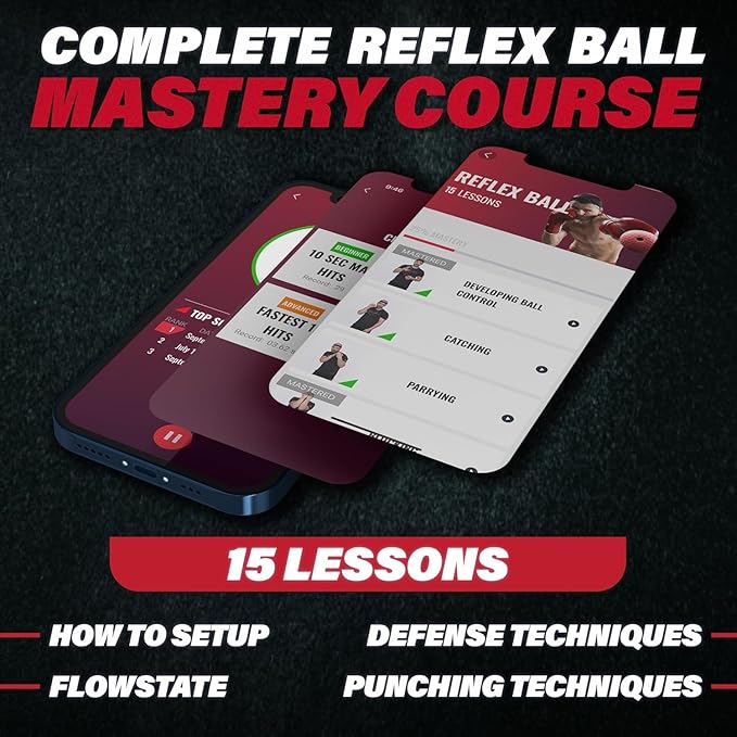 Boxing Reflex Ball Set with Punch Counter App– 4 Box Balls with Varying Weights, 2 Headband and 4 Spare Strings to Improve Speed, Hand-Eye Coordination for Men, Kids Boxing Equipment MMA Gear Gift