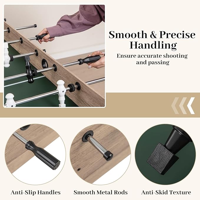 Giantex 54 Inch Foosball Table - Wood Football Table Competition Sized, Arcade Soccer Game Table with 2 Balls, Full Size Foosball Table Adult Size for Kids Teens, Home, Game Room, Oak