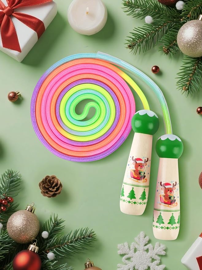 Jump Rope for Kids, Lorvain Adjustable Skipping Rope, Kids Jump Ropes with Wooden Handle for Girls Boys, Weighted Jumping Ropes for Fitness Workout Exercise Outdoor Fun Activity