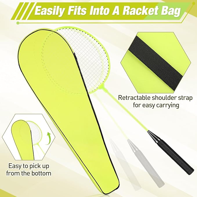 6 Packs Badminton Rackets Set Include 6 Lightweight Rackets 12 Nylon Plastic Shuttlecocks 3 Carrying Bags for Summer Outdoor Backyard Games Sports Beginners Adults