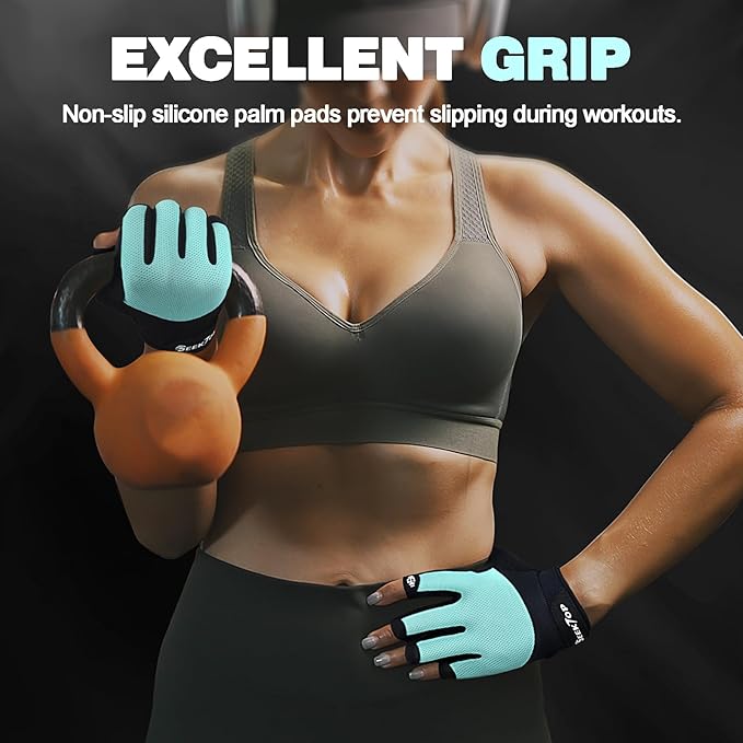 Seektop Breathable Workout Gloves for Women & Men, Thick Padded Weight Lifting Gloves, Full Palm Protection, Excellent Grip for Gym Fitness and Training, Exercise, Cycling
