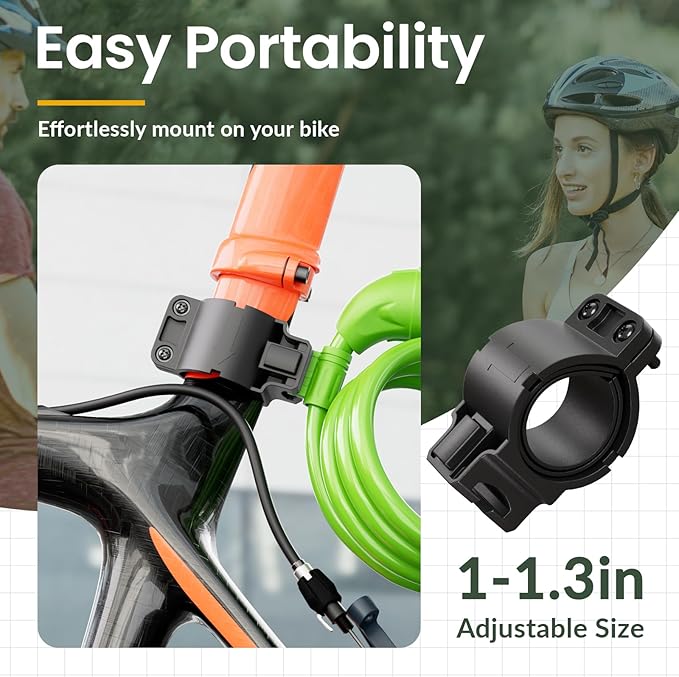 Titanker Bike Lock, Bicycle Lock 4 Feet Cable Lock 1/2 Inch Resettable Bike Lock Combination with Mounting Bracket, Bike Accessories for Bicycle, Electric Scooter, Motorcycle