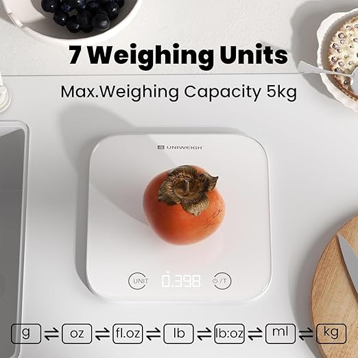 Kitchen and Bathroom Bundle-Digital food scale for Ounces and Grams11lb,Slim body weight Scale 400lb,Tempered glass,touch button LCD display,Precise Weight Measuring and Portion Control,white
