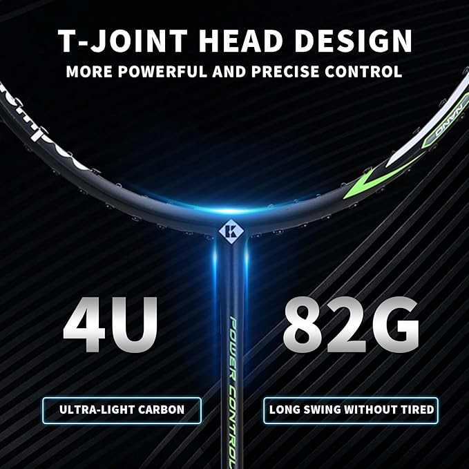 Badminton Racket Carbon Fiber, Badminton Racquet Set with Cover, Badminton Professional Racket Durable for Beginners Outdoor Games Gym