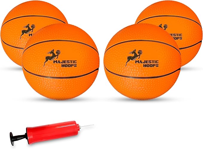 Mini Basketballs - 4 Pack of 5” Mini Basketballs with Pump - Replacement Balls for Over-The-Door Hoops - Ideal for Indoor Play for Toddlers, Teens, Adults