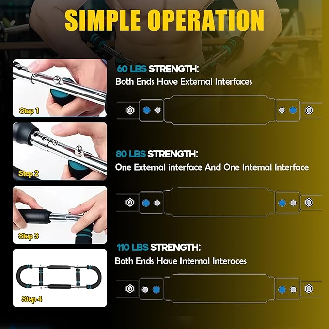 Twister Arm Trainer, Adjustable Chest Workout Equipment, Portable Chest and Arm Trainer Exerciser for Men&Women, Home Gym Equipment for Shoulder/Chest/Triceps (60-110lb)