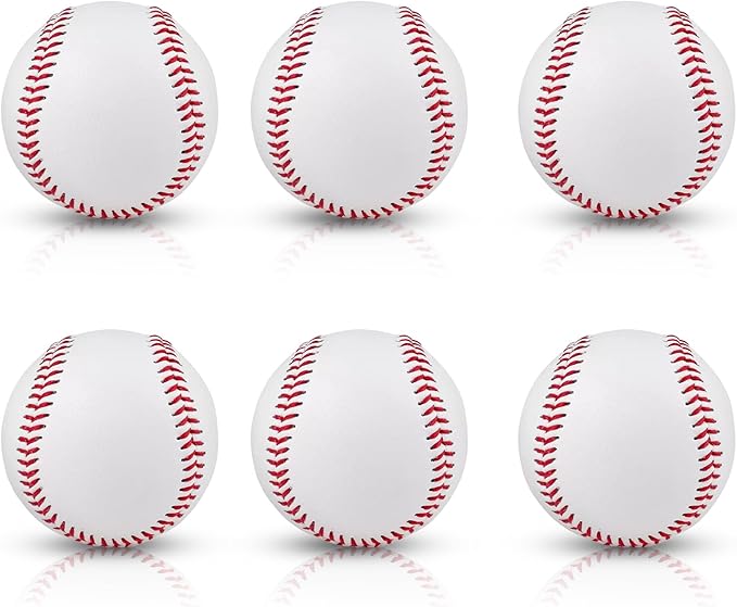 Rarapop Blank Standard Baseball Balls, Official Size 9 Inch Leather Covered Practice Baseball Training Ball for League Play, Pitching, Hitting, Batting, Fielding, Autograph