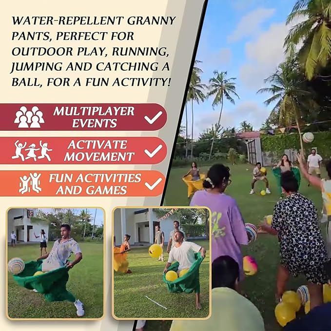 FunFling Granny Pants Yard Game - Oversized Outdoor Toss Game with 16 Throwing Balls for Adults & Kids, Giant Lawn Games for Backyard BBQ, Birthday Parties & Team Building Events