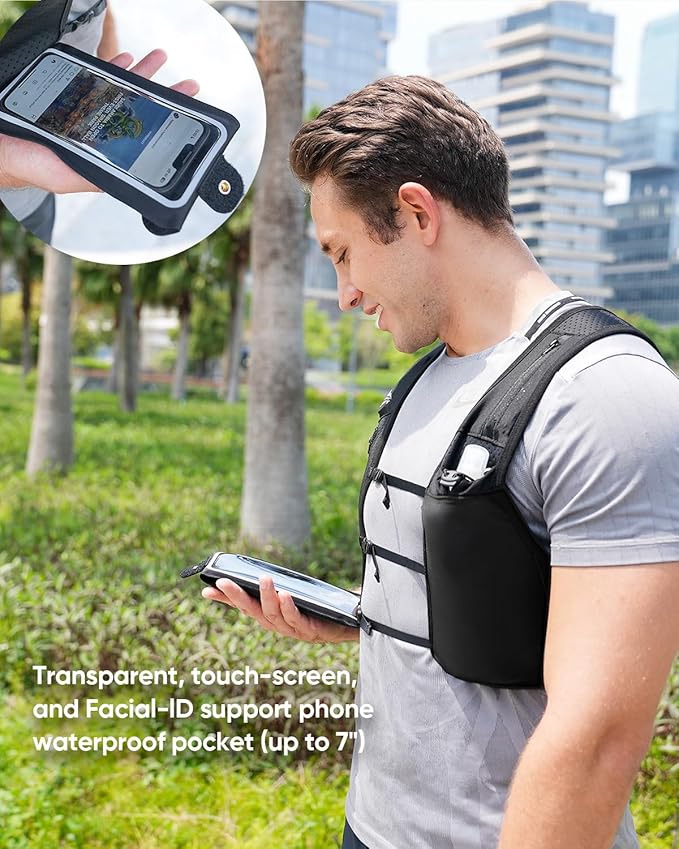 Running Vest for Women Men, USA Original Patent, Adjustable Chest Straps Running Hydration Vest with 500ml Soft Flask, Lightweight Reflective Hydration Backpack for Marathon