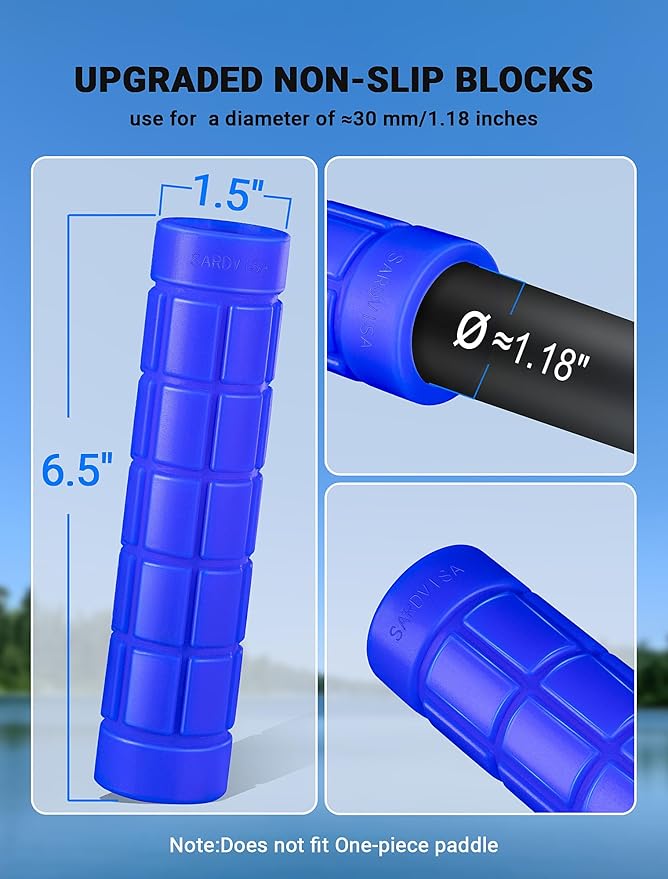 2-Packs Upgraded Kayak Paddle Grips, Non-Slip Silicone Kayaking Handle Wrap to Prevent Hand Blisters, Universal 1.18 Inches Removable Kayak Accessorie for Multiple Types of Detachable Oars