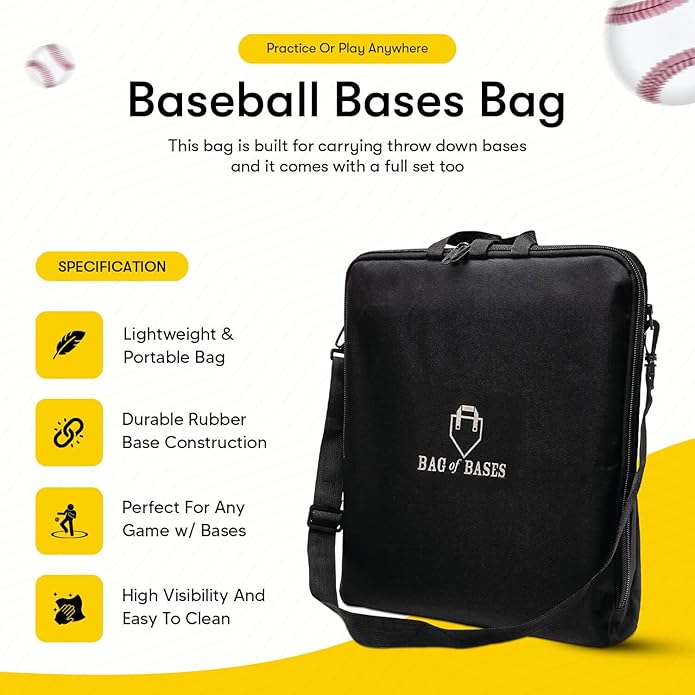 Easy Play Sports & Outdoors, Kids &Adults - Rubber Bases Bag Set - Baseball, Kickball, Tee Ball, Wiffle Ball - Practice, Yard